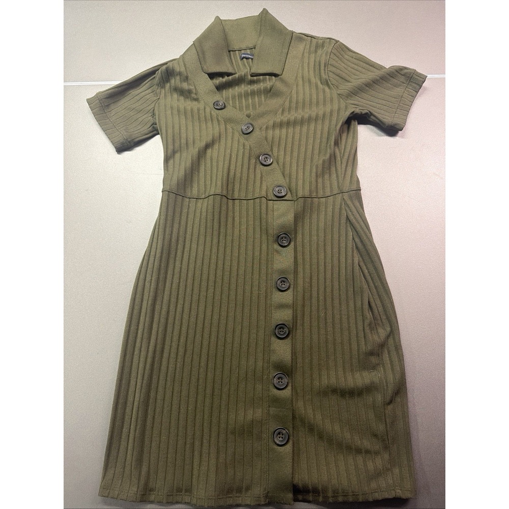 Abercrombie & Fitch Ribbed Knit Bodycon Dress Olive Green Short Sleeve Women S/P